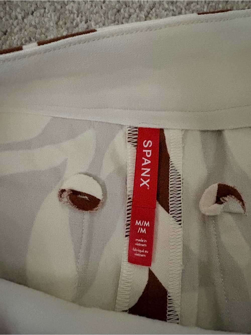 SPANX Brown and Cream Zebra-Print High Waist Shorts - Picture 2 of 3